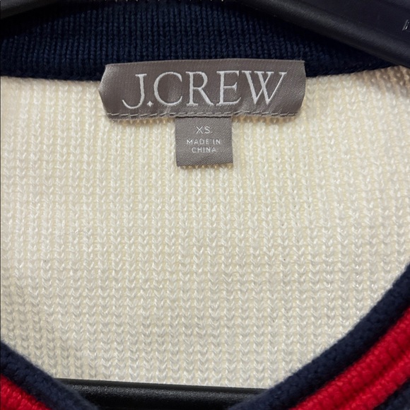 J. Crew Ivory Cardigan with Navy and Scarlet Accents - Picture 5 of 10